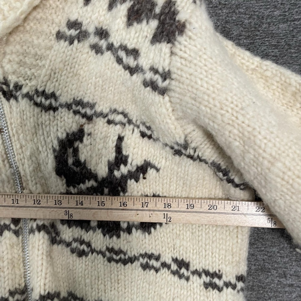 Westerly Knit Full Zip Cardigan Sweater Sz M/L Beige Chunky Cowichan 60s 70s - Picture 11 of 14